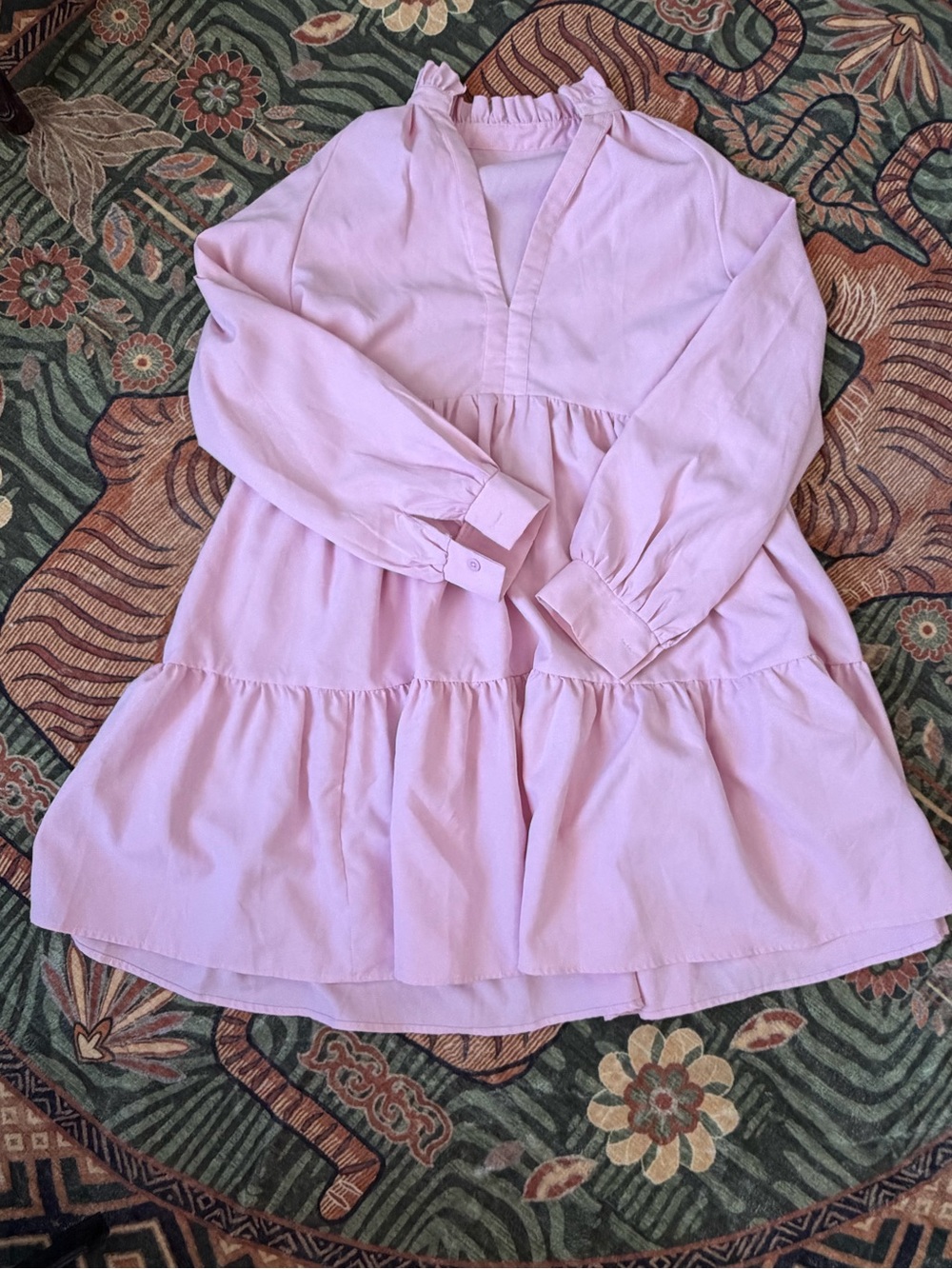 ASOS Light Pink Long-Sleeve Tiered Dress
